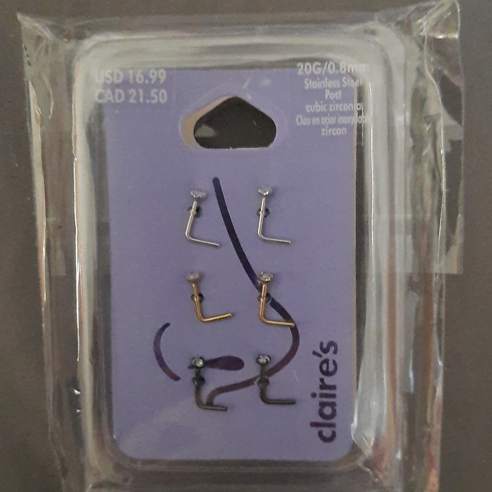 Mixed Metal 22G Iridescent Stone Nose Studs